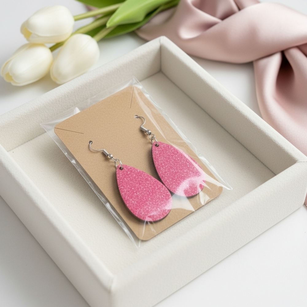 Elegant Pink Teardrop Earrings
